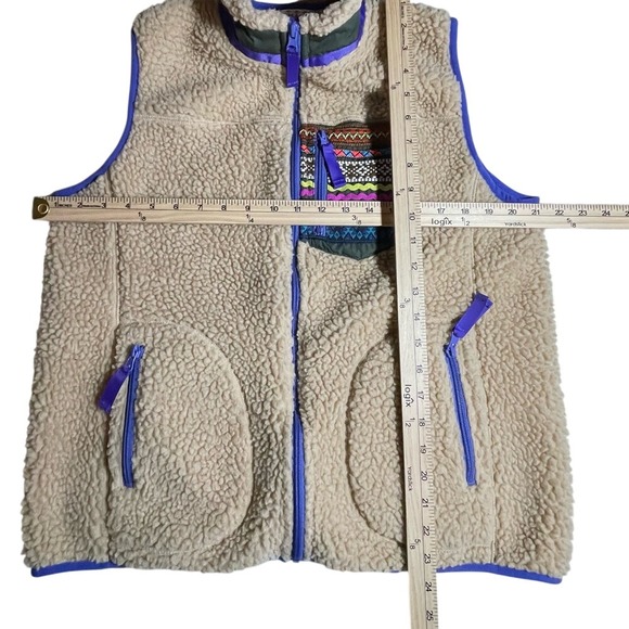 Titicaca Sherpa Fleece Vest Beige Purple Geometric Pocket IWC-BB-121 Womens - Picture 6 of 6